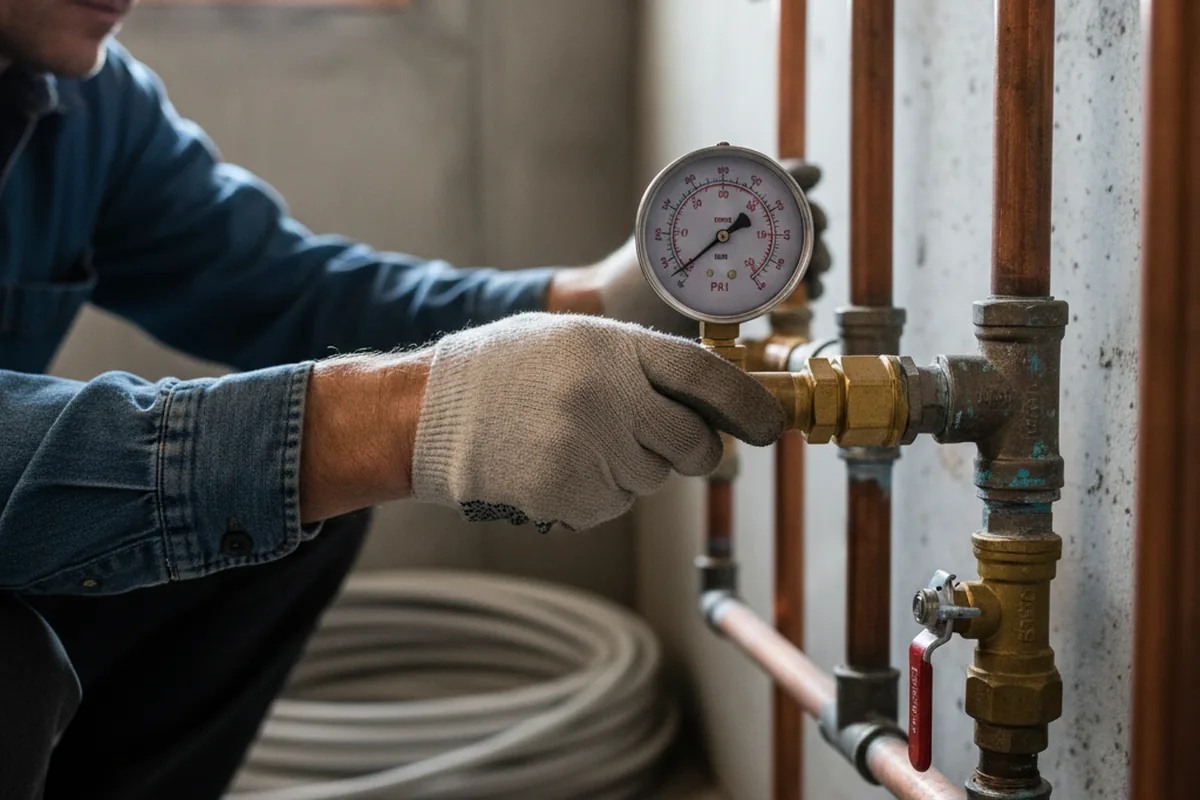 Pressure testing a repaired line during Water Line Repair in Eureka